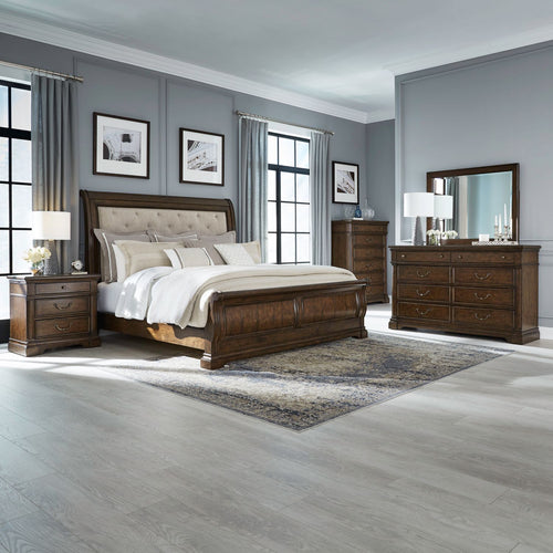 Arden Road King Upholstered Sleigh Bedroom Set - Rooms For Less Furniture Outlet