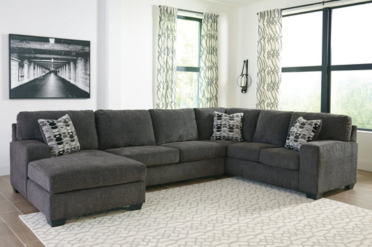 Ballinasloe Smoke 3-Piece Sectional with Chaise - Rooms For Less Furniture Outlet