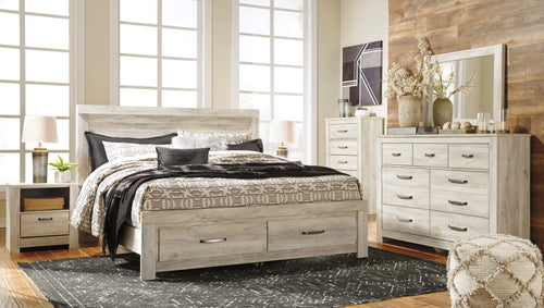 Bellaby King Platform Storage Bed, Dresser, Mirror and Nightstand - Rooms For Less Furniture Outlet