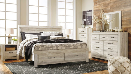Bellaby King Platform Storage Bed, Dresser, Mirror and Nightstand - Rooms For Less Furniture Outlet