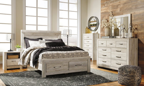 Bellaby Queen Platform Storage Bed, Dresser, Mirror and Nightstand - Rooms For Less Furniture Outlet
