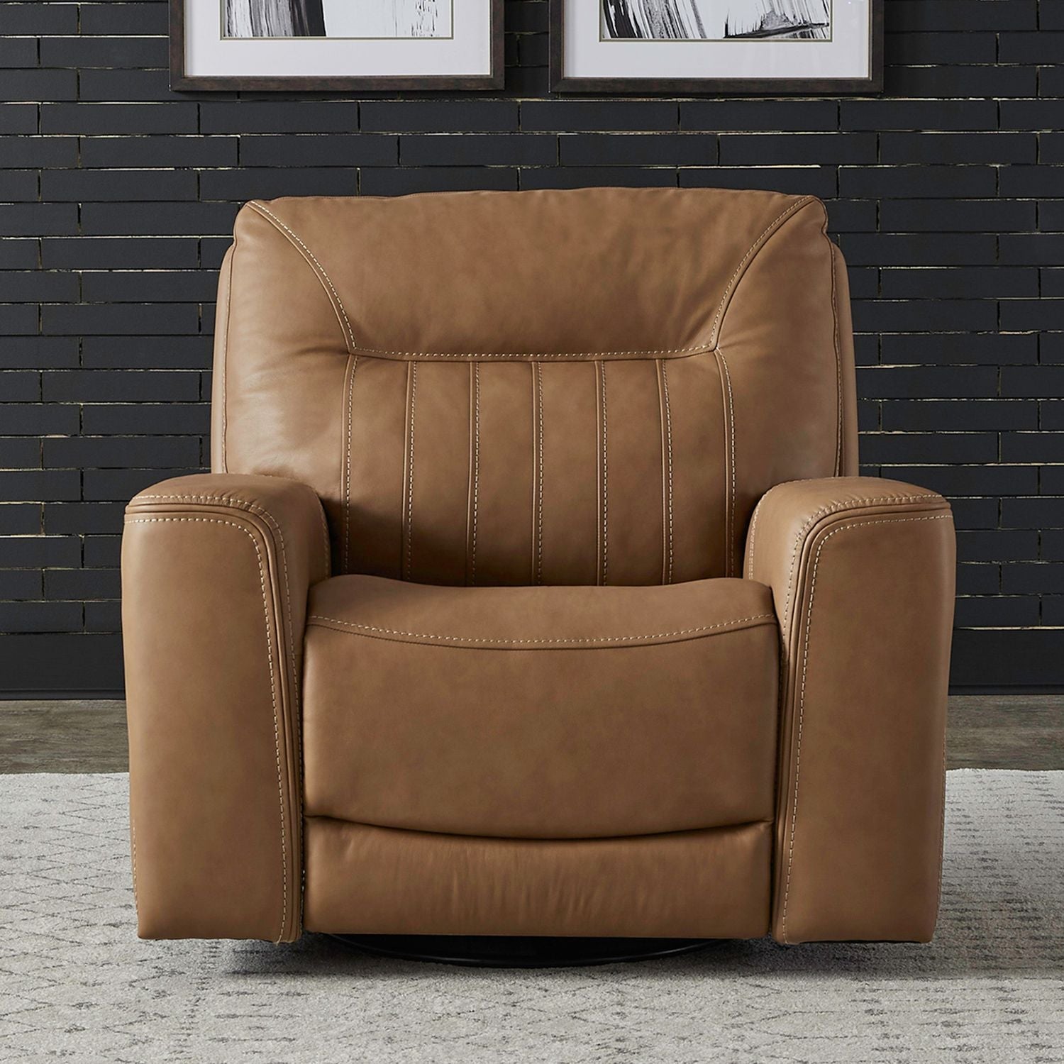 Bennett Swivel Glider Butternut Leather Power Recliner - Rooms For Less Furniture Outlet