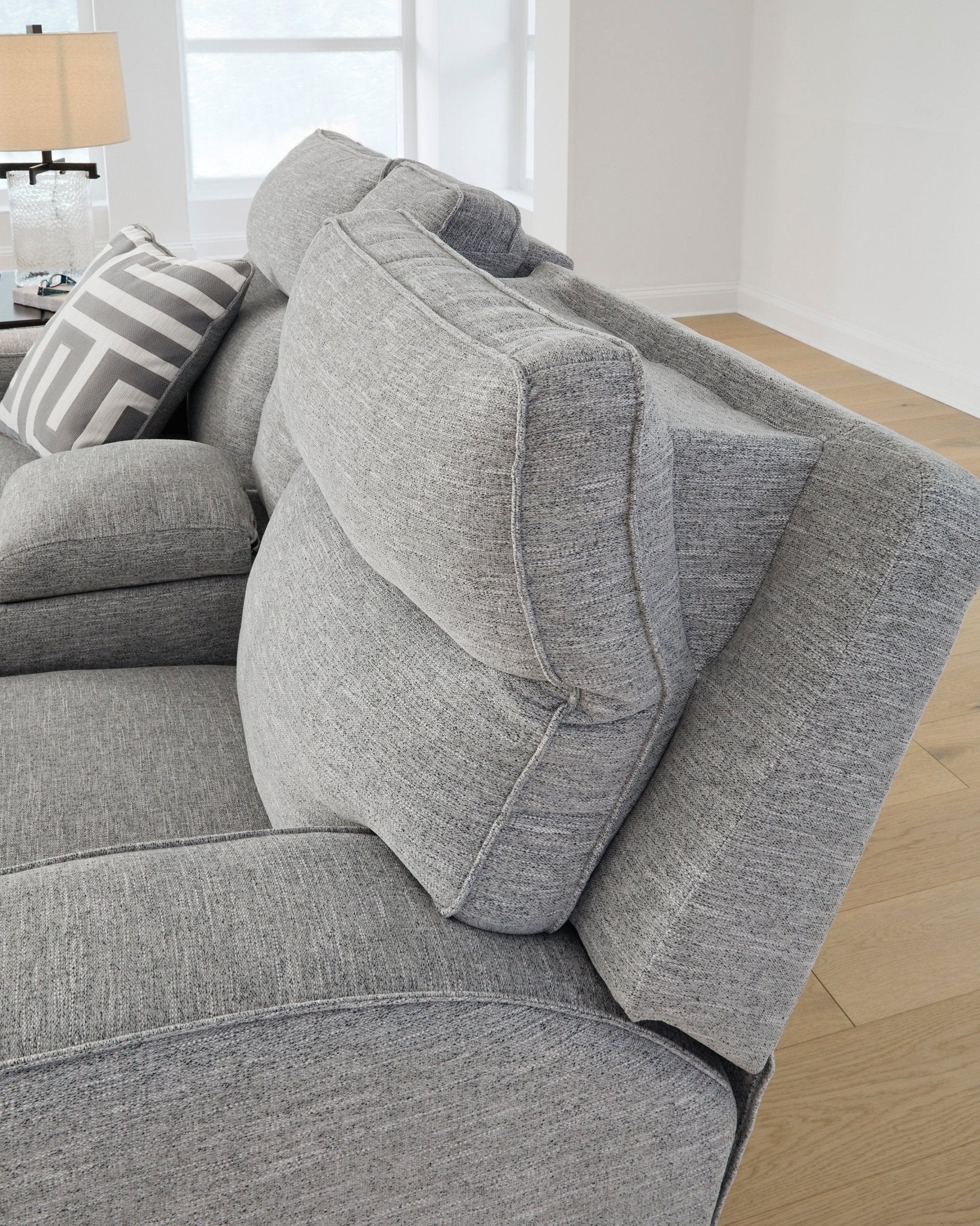 Biscoe Performance Fabric Dual Power Reclining Sofa and Loveseat - Rooms For Less Furniture Outlet