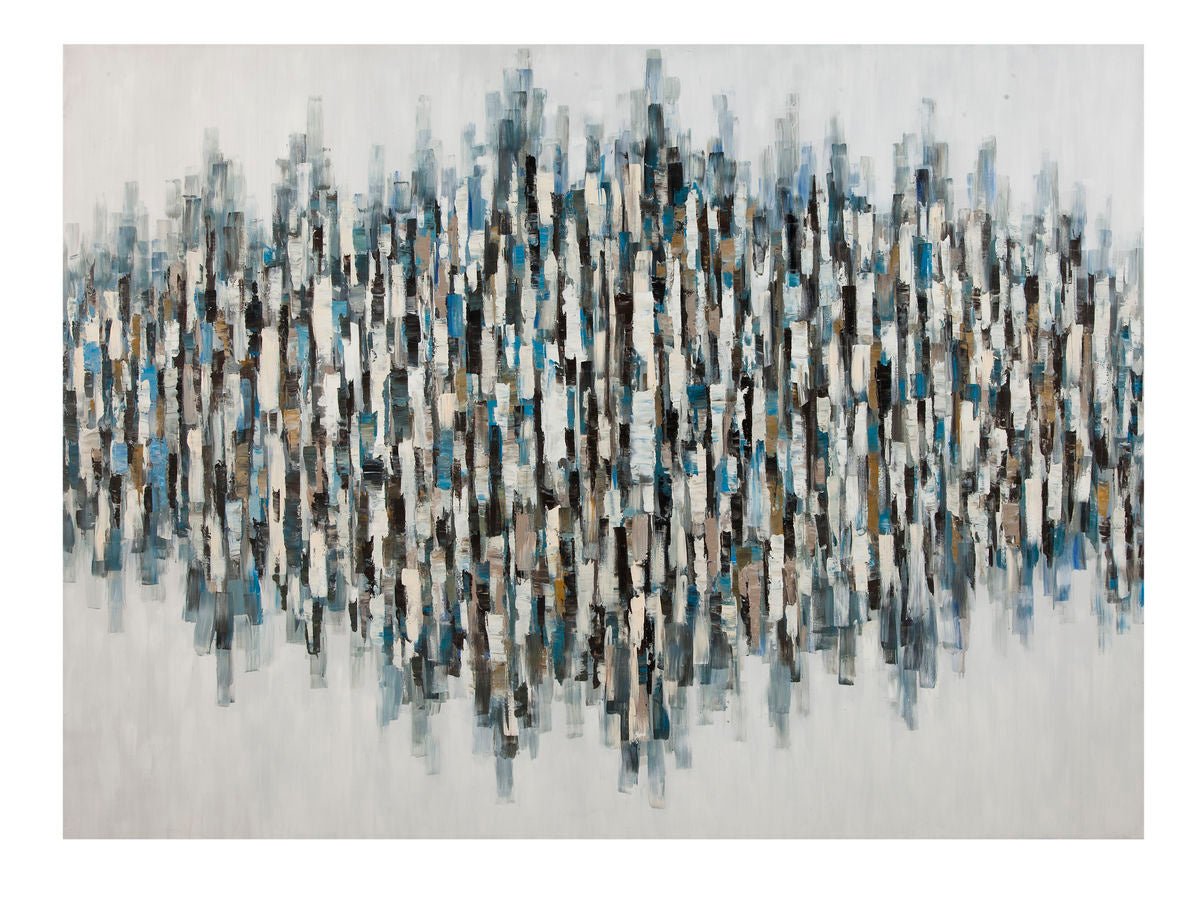 Blue Lines 96X70H Hand Painted Canvas - Rooms For Less Furniture Outlet