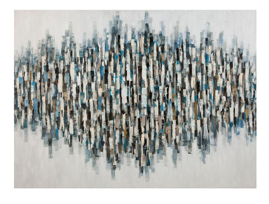 Blue Lines 96X70H Hand Painted Canvas - Rooms For Less Furniture Outlet