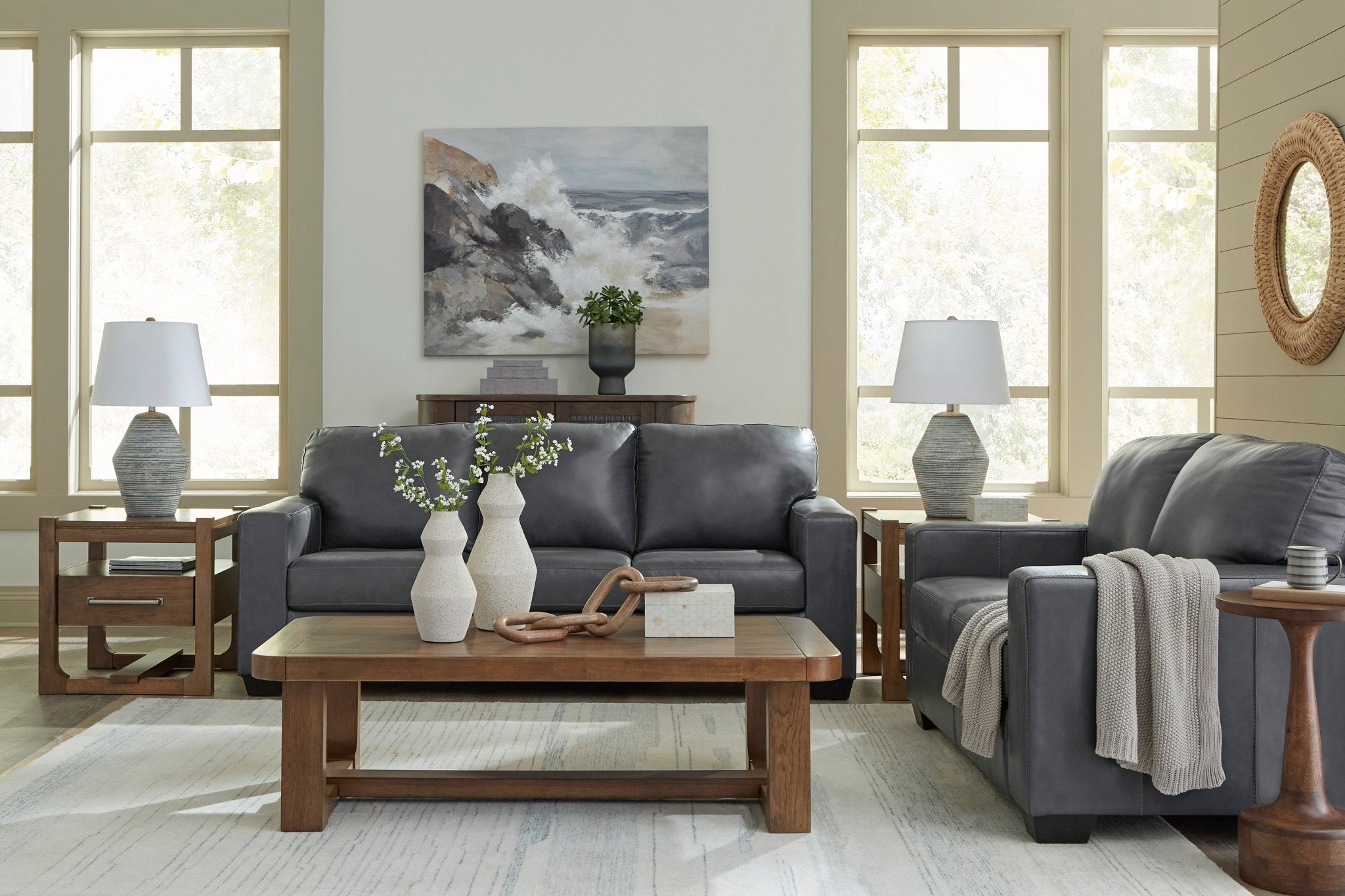 Bolsena Admiral Leather Sofa and Loveseat - Rooms For Less Furniture Outlet