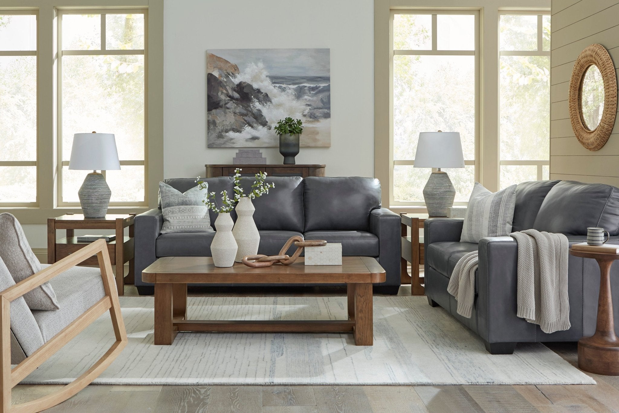 Bolsena Admiral Leather Sofa and Loveseat - Rooms For Less Furniture Outlet