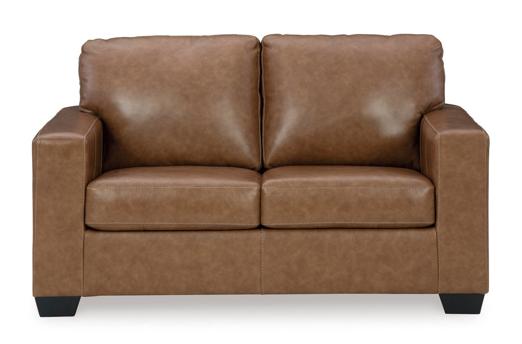 Bolsena Caramel Leather Loveseat - Rooms For Less Furniture Outlet