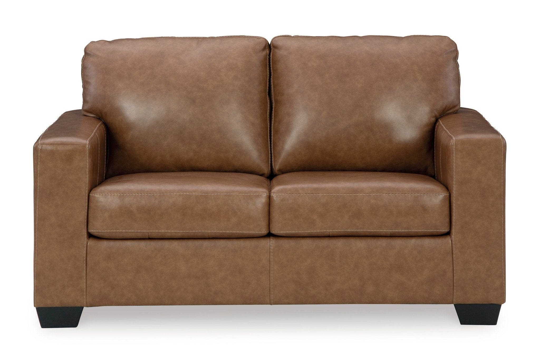 Bolsena Caramel Leather Loveseat - Rooms For Less Furniture Outlet