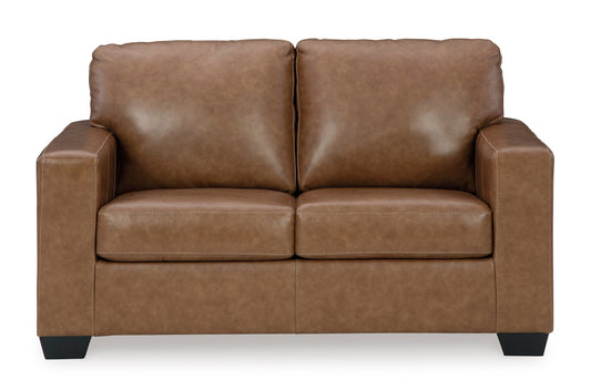 Bolsena Caramel Leather Loveseat - Rooms For Less Furniture Outlet