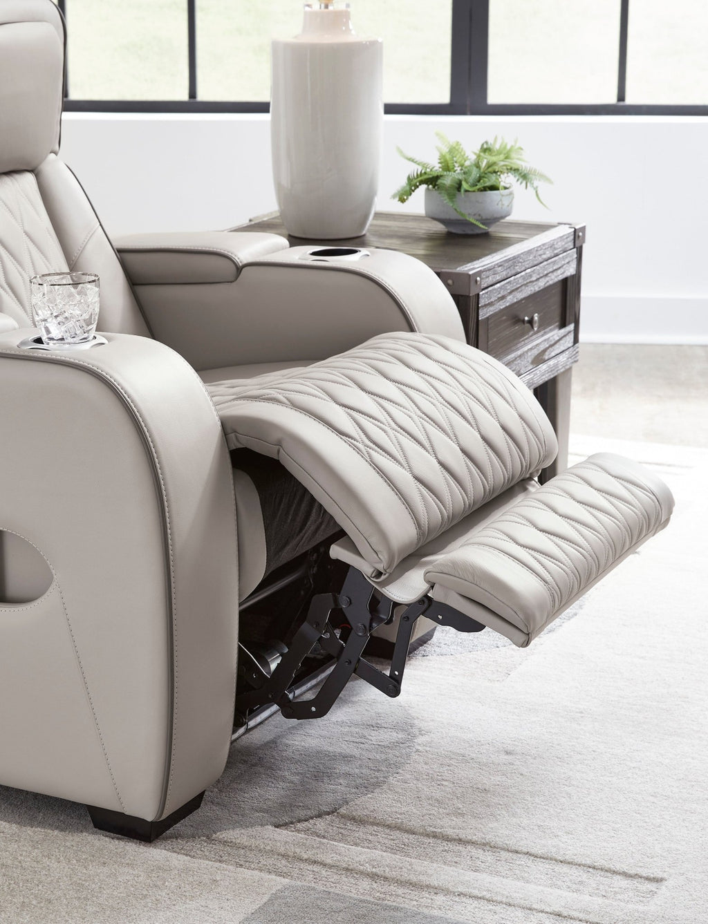Boyington Gray Dual Power Leather Recliner - Rooms For Less Furniture Outlet