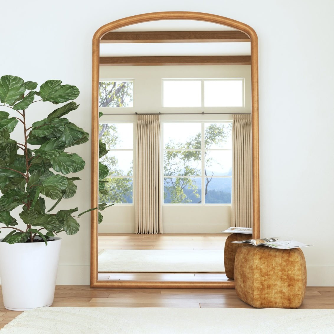 Brookings 52X86H Gold Leaf Floor Mirror - Rooms For Less Furniture Outlet