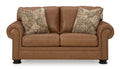 Carianna Caramel Leather Loveseat - Rooms For Less Furniture Outlet