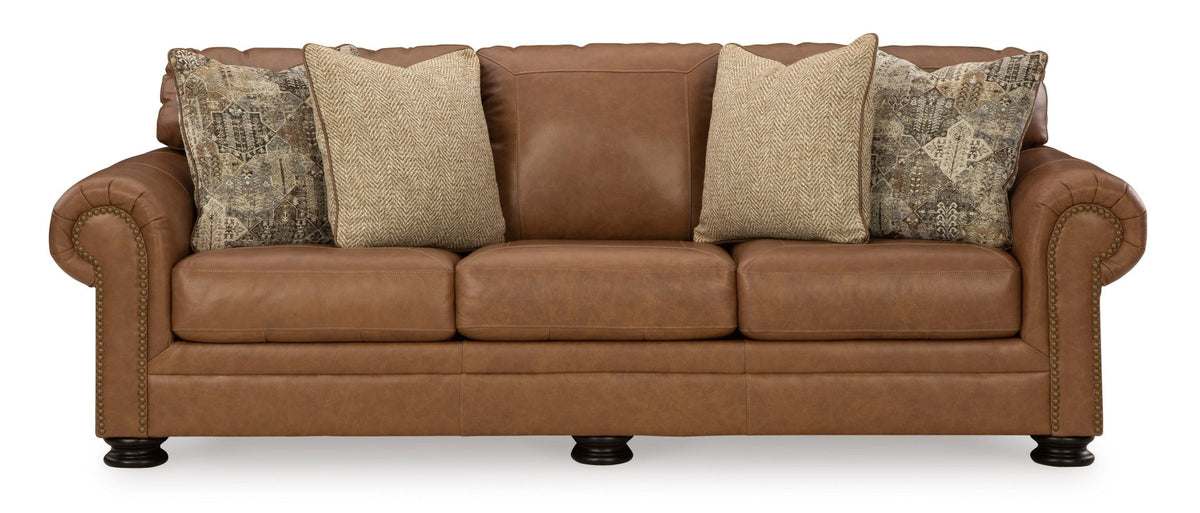 Carianna Caramel Leather Queen Sofa Sleeper - Rooms For Less Furniture Outlet