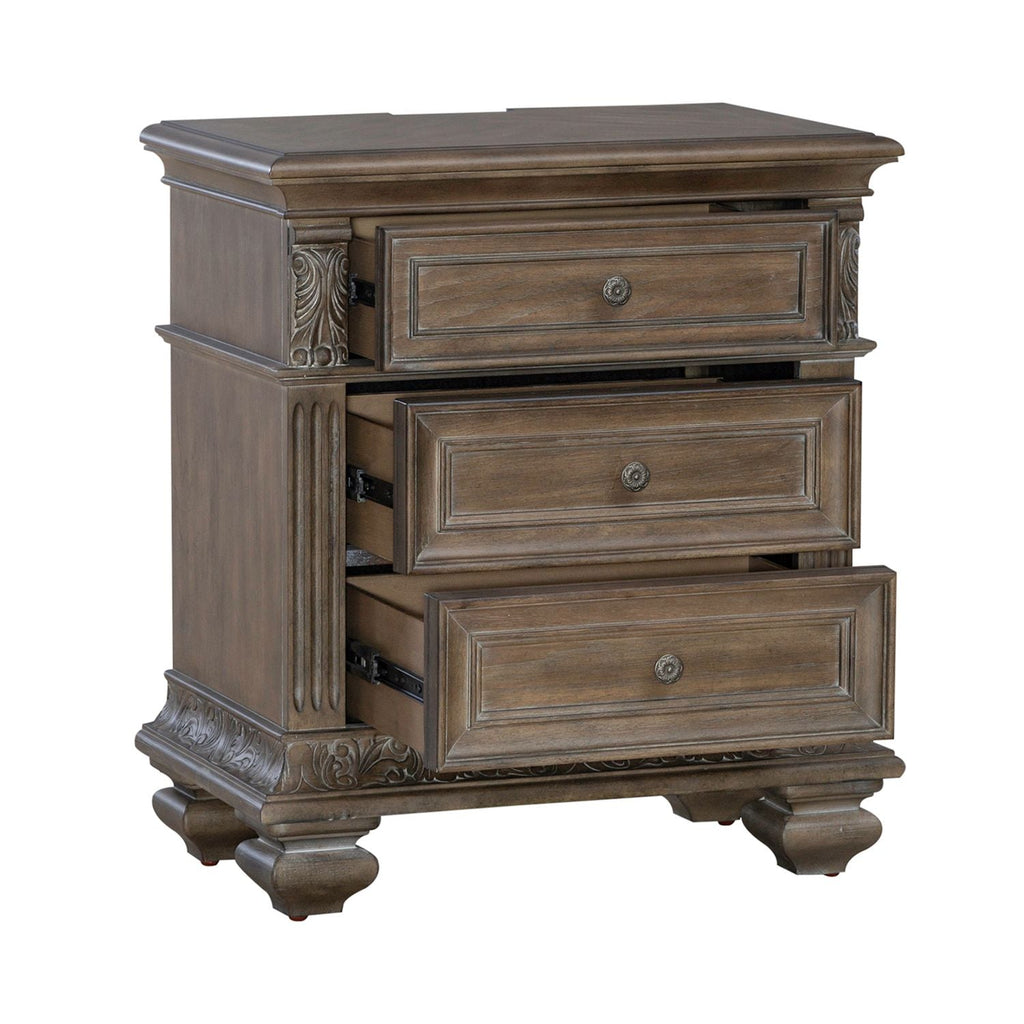 Carlisle Court 3 Drawer Night Stand with Charging Station - Rooms For Less Furniture Outlet