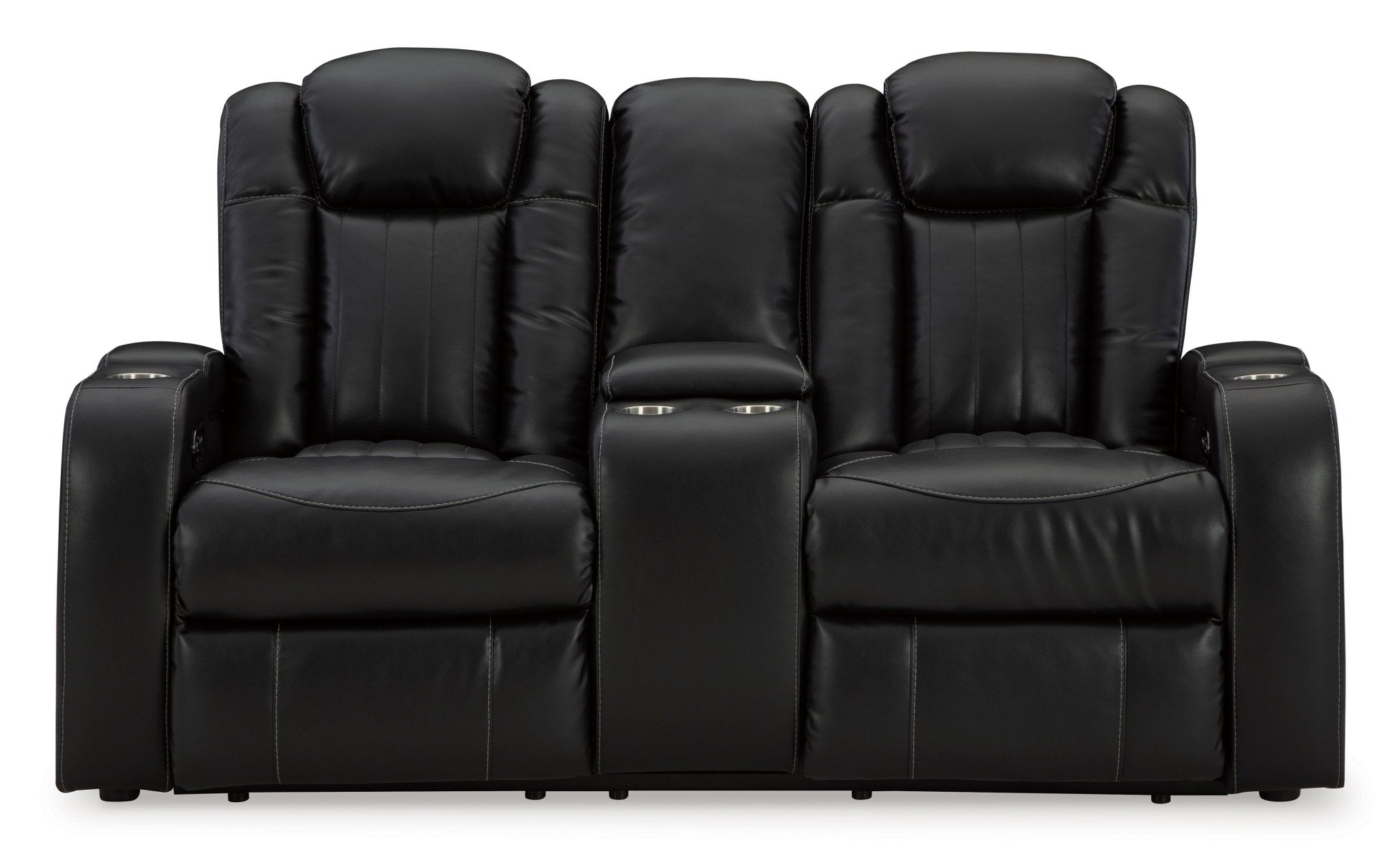 Caveman Den Dual Power Reclining Loveseat with Console - Rooms For Less Furniture Outlet