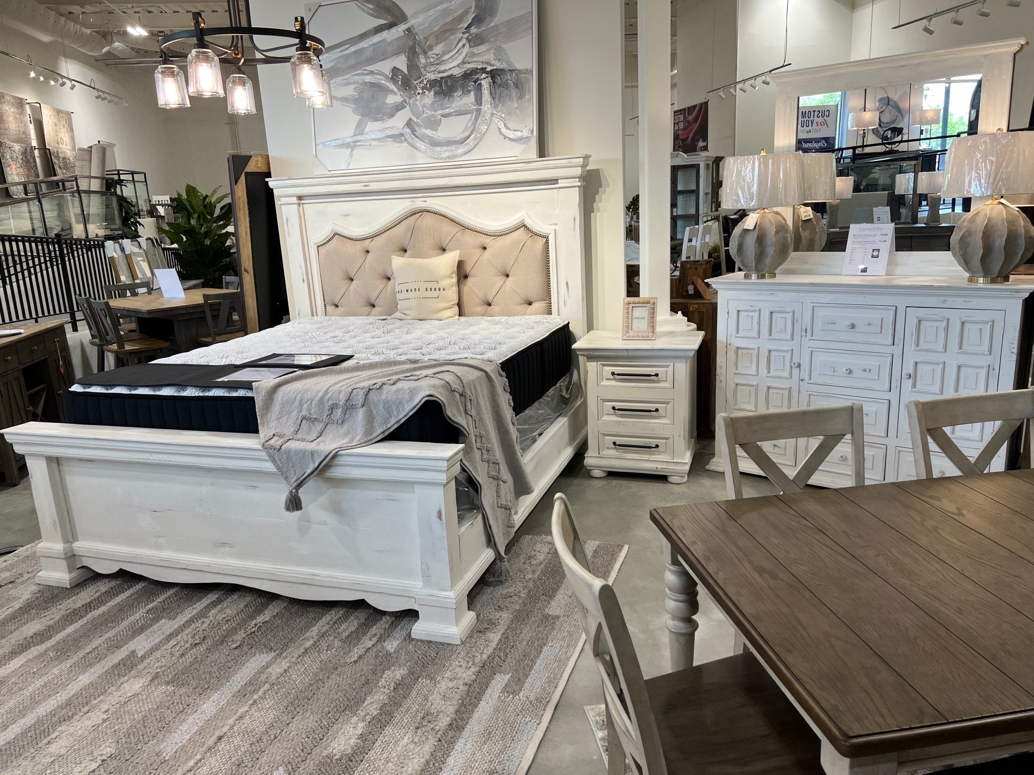 Chalet King Bed, Dresser, Mirror & Nightstand (Floor Model) - Rooms For Less Furniture Outlet