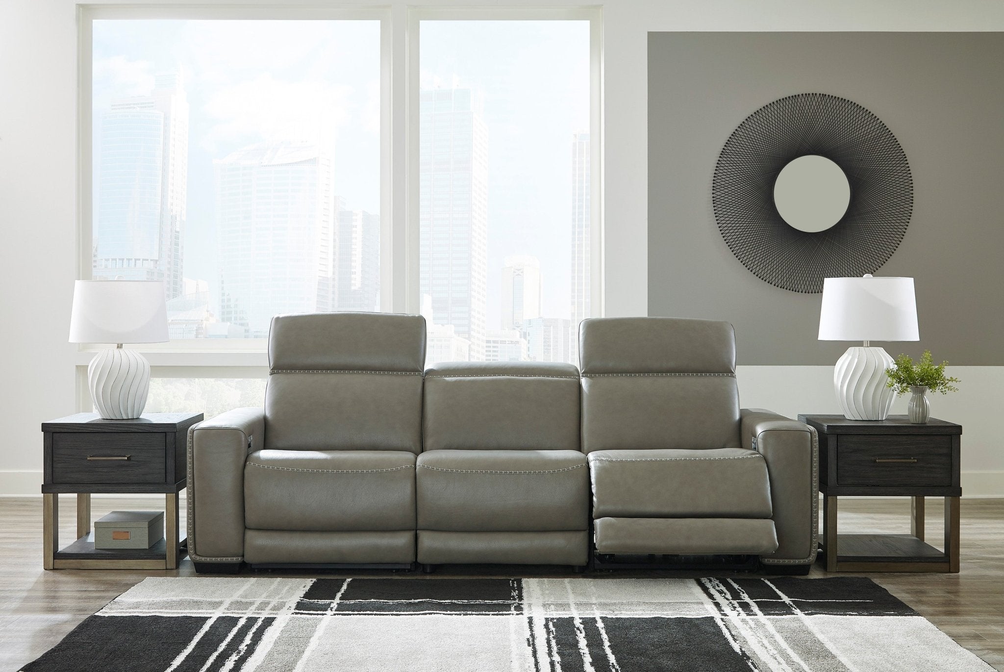 Correze 3 - Piece Dual Power Leather Reclining Modular Sofa - Rooms For Less Furniture Outlet