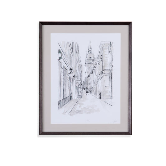 European City Sketch VI 24X29H Framed Under Glass