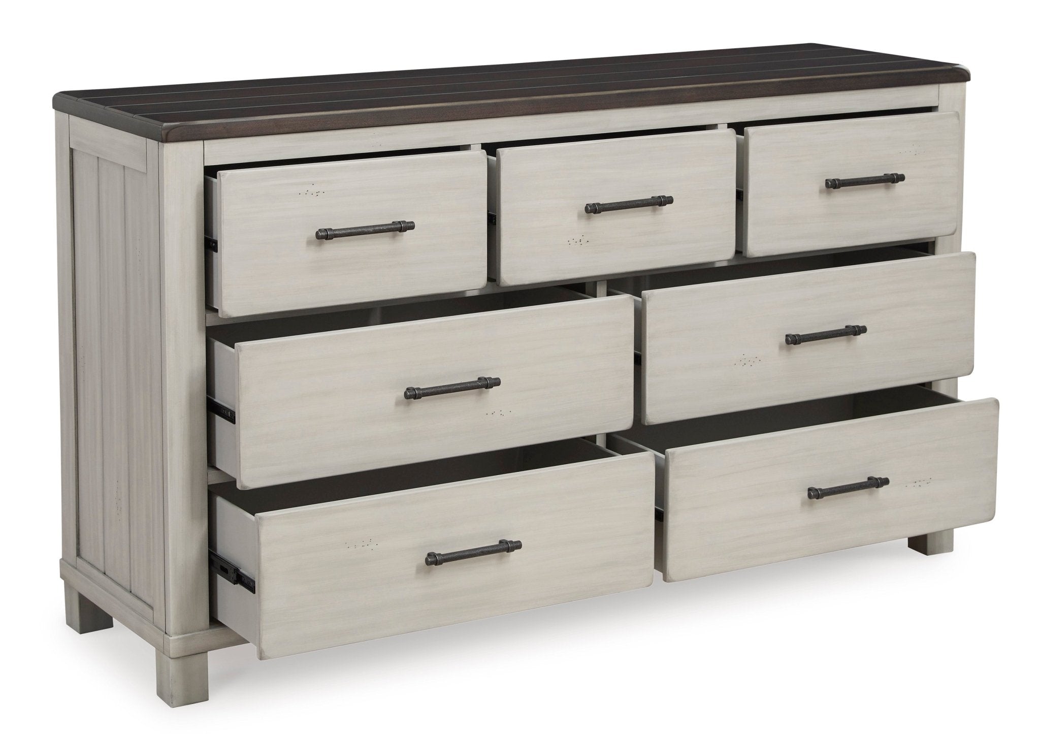 Darborn King Panel Bed with Mirrored Dresser & Nightstand - Rooms For Less Furniture Outlet