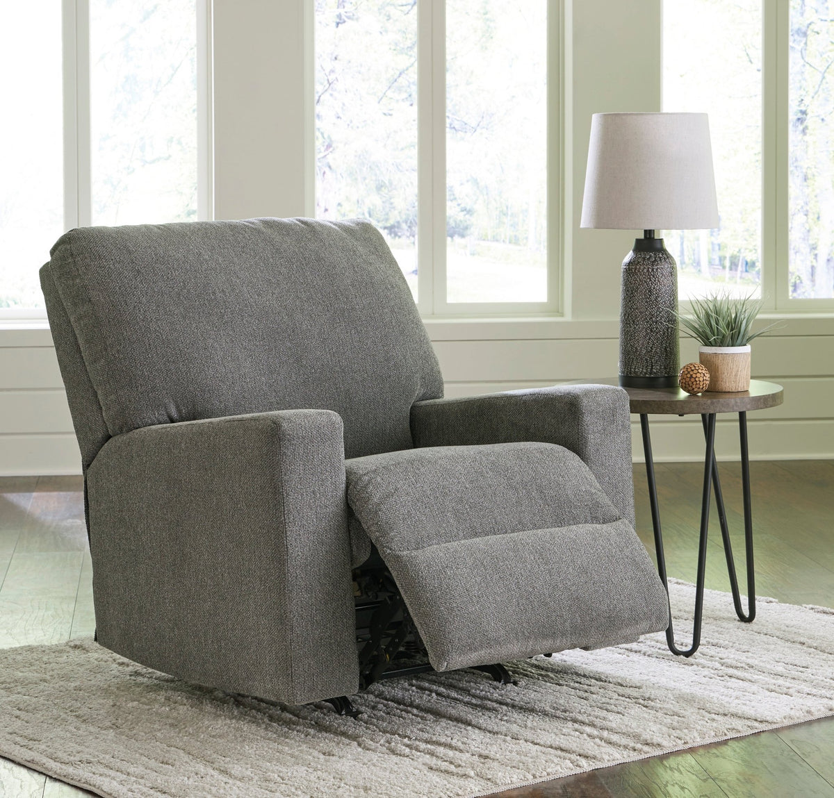 Deltona Graphite Manual Rocker Recliner - Rooms For Less Furniture Outlet