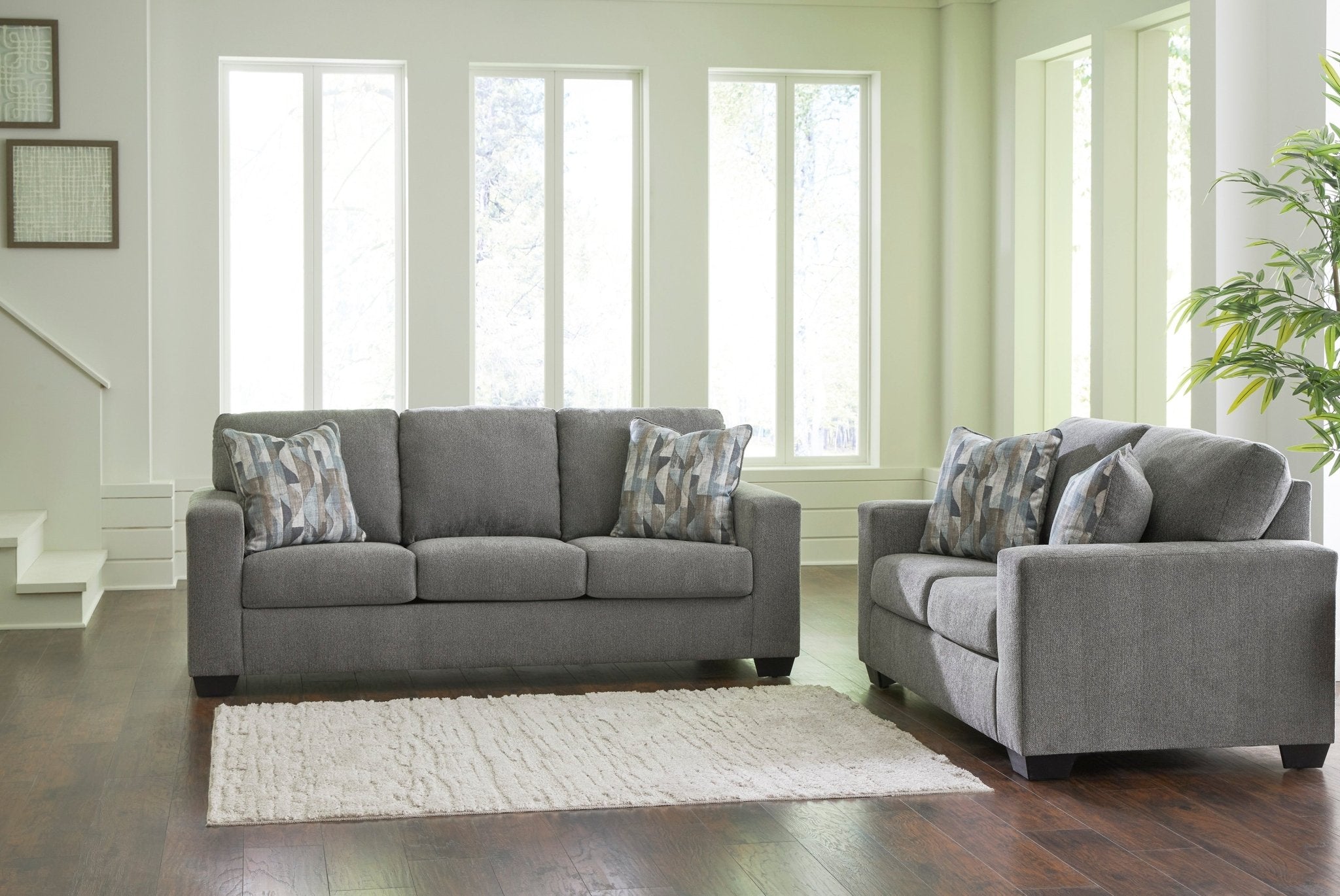 Deltona Graphite Sofa and Loveseat - Rooms For Less Furniture Outlet