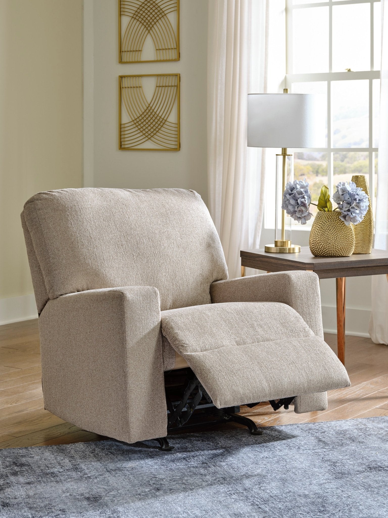 Deltona Parchment Manual Rocker Recliner - Rooms For Less Furniture Outlet