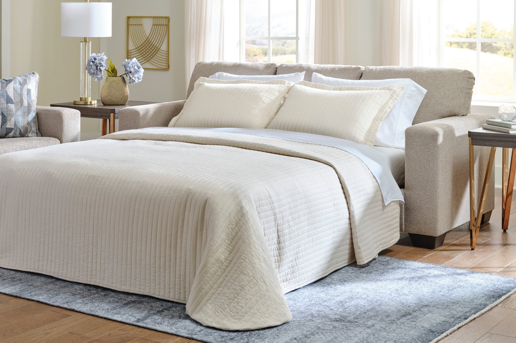 Deltona Parchment Queen Sofa Sleeper - Rooms For Less Furniture Outlet