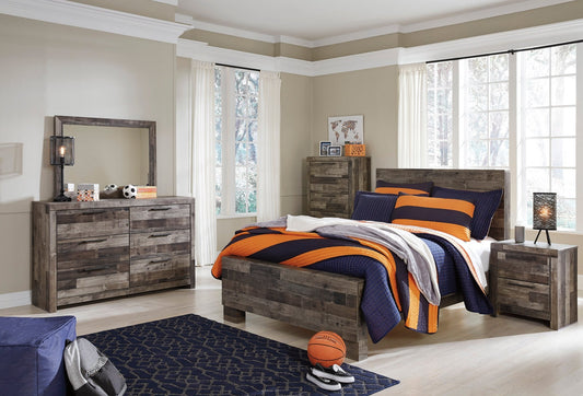 Derekson Full Panel Bed, Dresser, Mirror & Nightstand - Rooms For Less Furniture Outlet