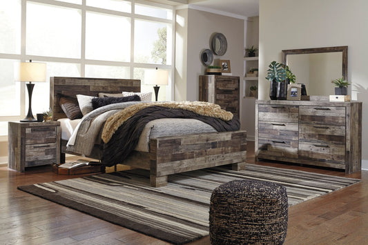 Derekson Queen Panel Bed, Dresser, Mirror & Nightstand - Rooms For Less Furniture Outlet