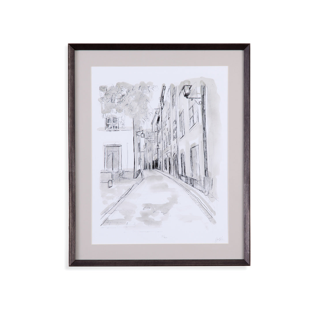 European City Sketch IV 24X29H Framed Under Glass