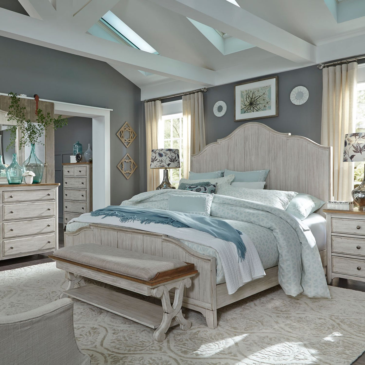 Farmhouse Reimagined Queen Panel Bed - Rooms For Less Furniture Outlet