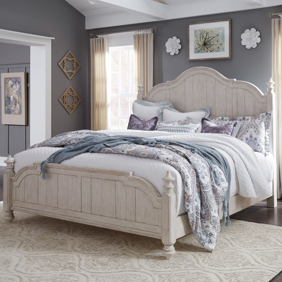 Farmhouse Reimagined Queen Poster Bed - Rooms For Less Furniture Outlet