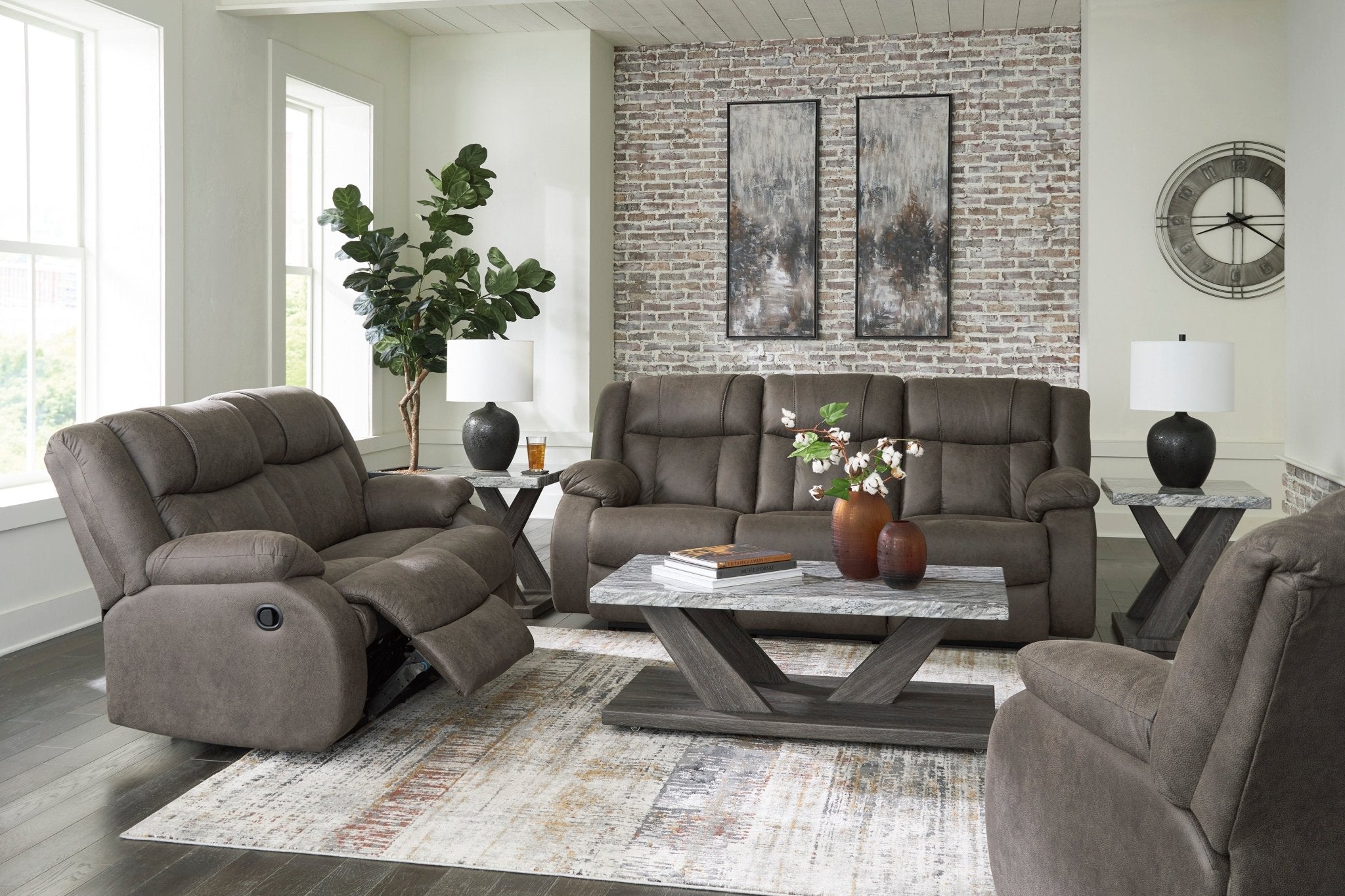 First Base Reclining Sofa - Rooms For Less Furniture Outlet