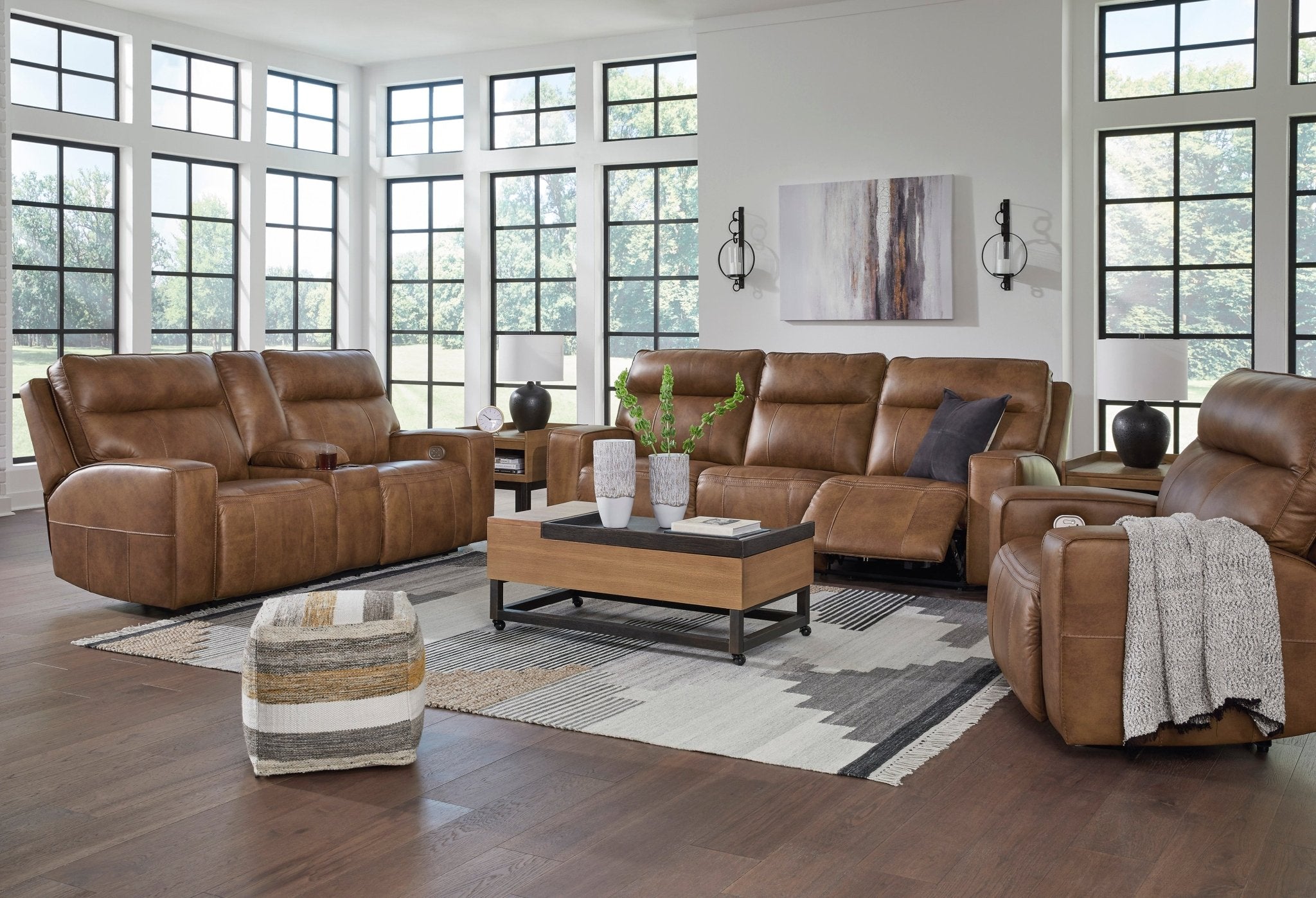 Game Plan Caramel Sofa and Loveseat - Rooms For Less Furniture Outlet
