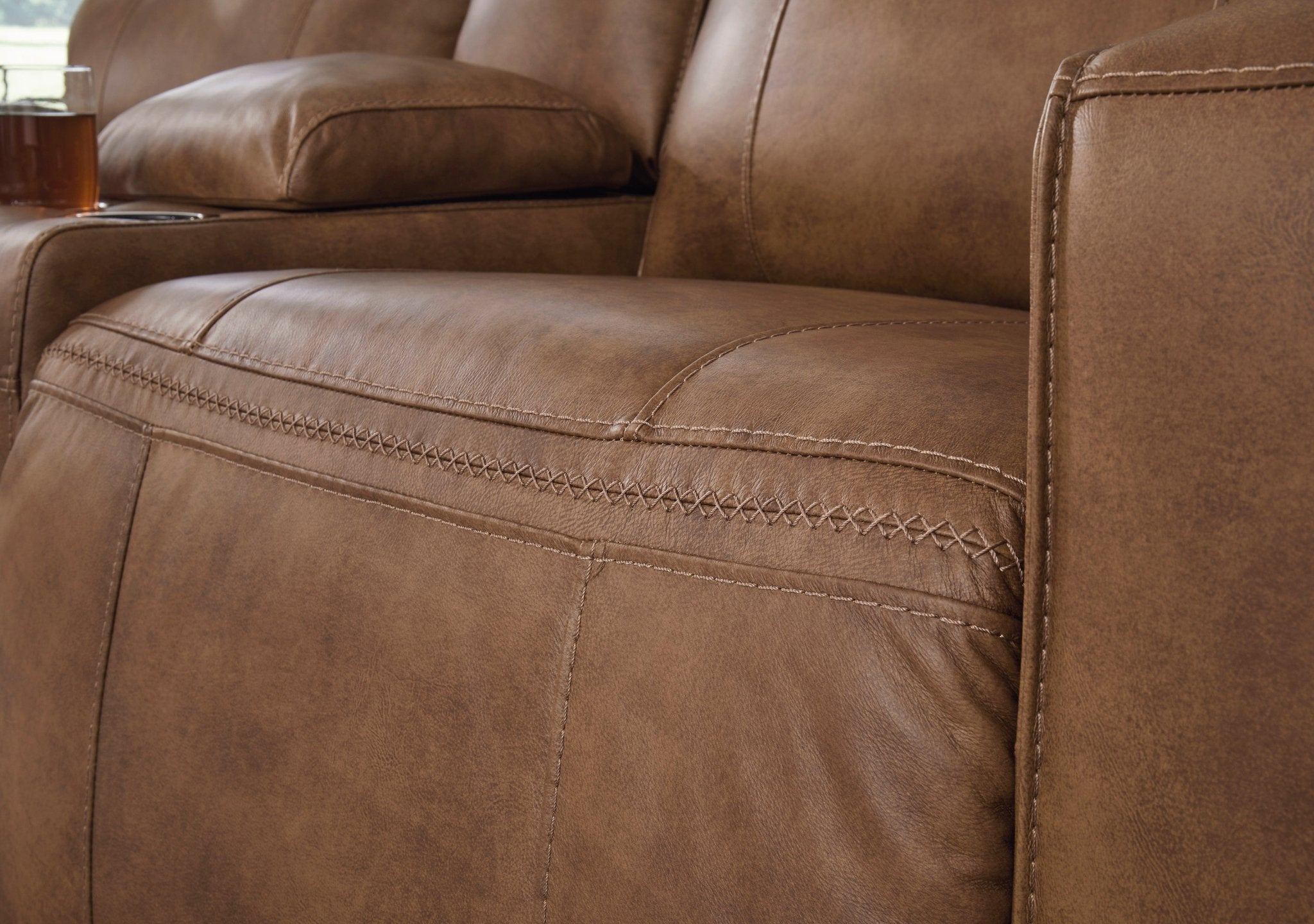 Game Plan Caramel Sofa and Loveseat - Rooms For Less Furniture Outlet