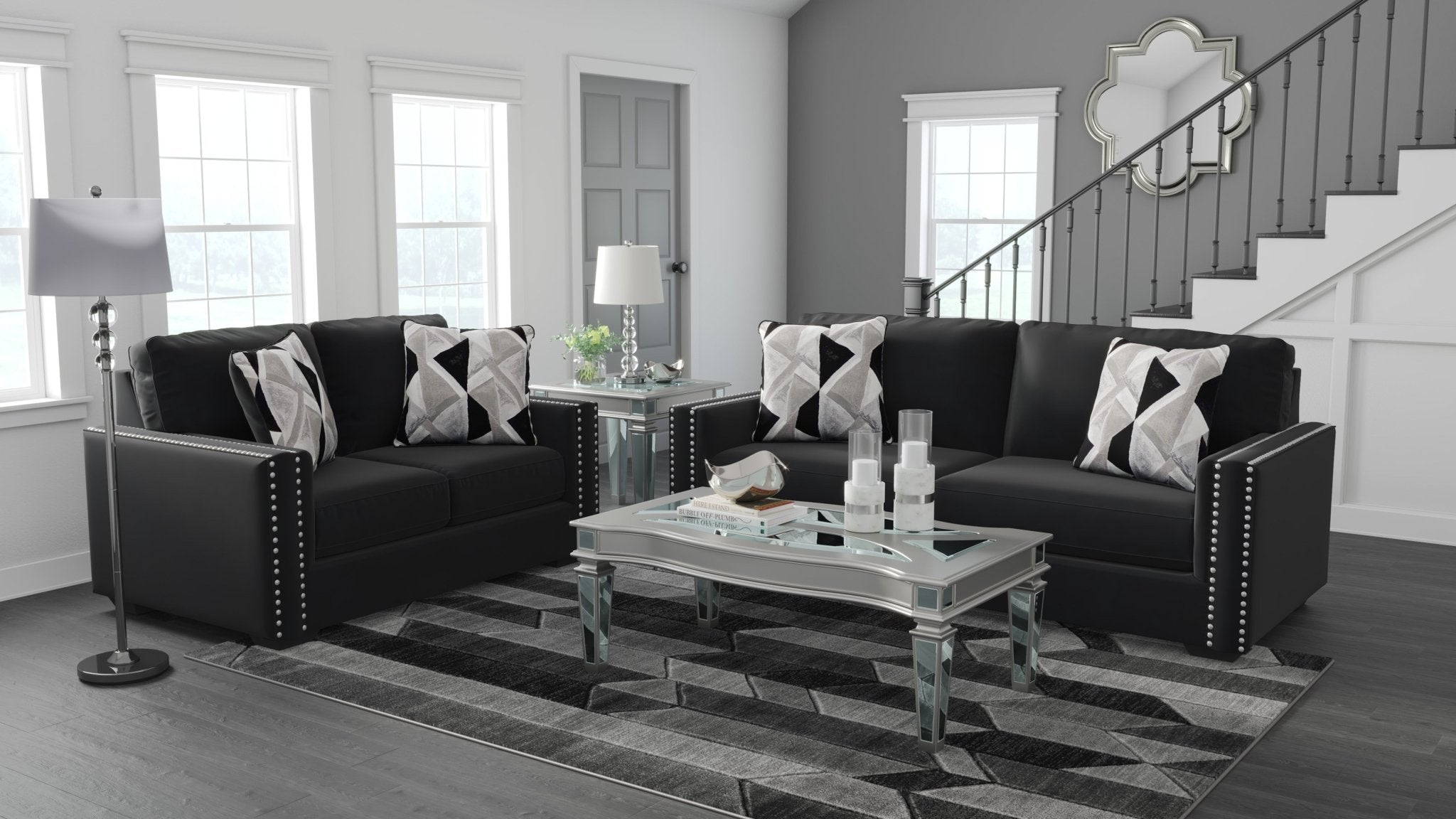 Gleston Black Sofa & Loveseat - Rooms For Less Furniture Outlet