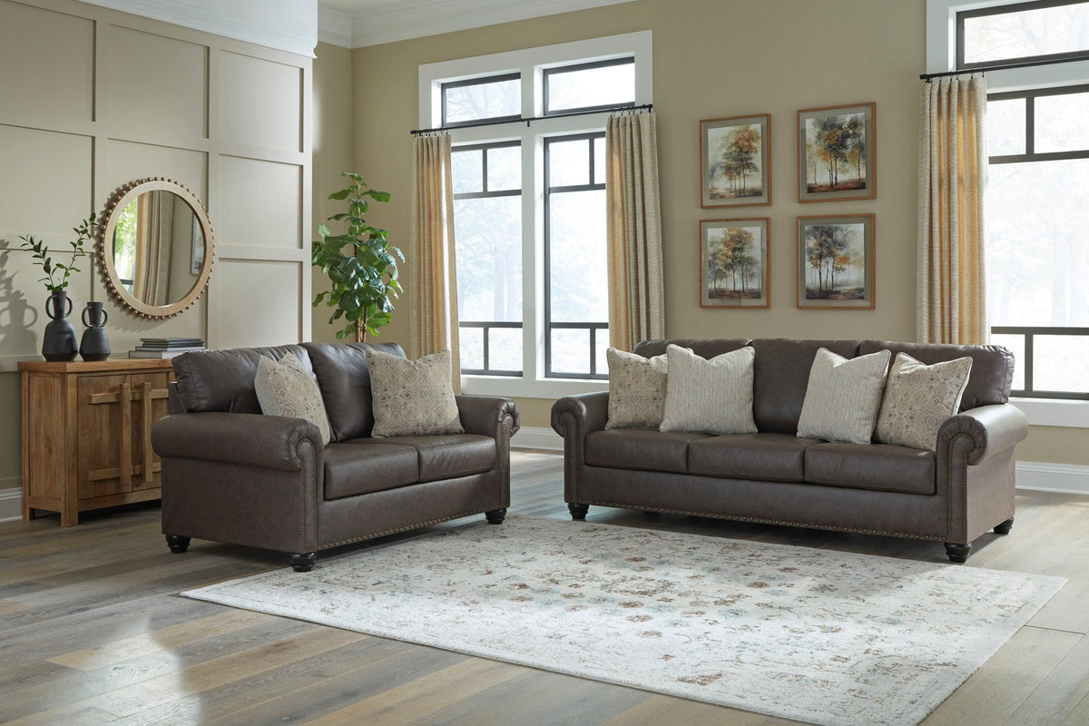 Hartford Brown Leather Chair & Ottoman - Rooms For Less Furniture Outlet