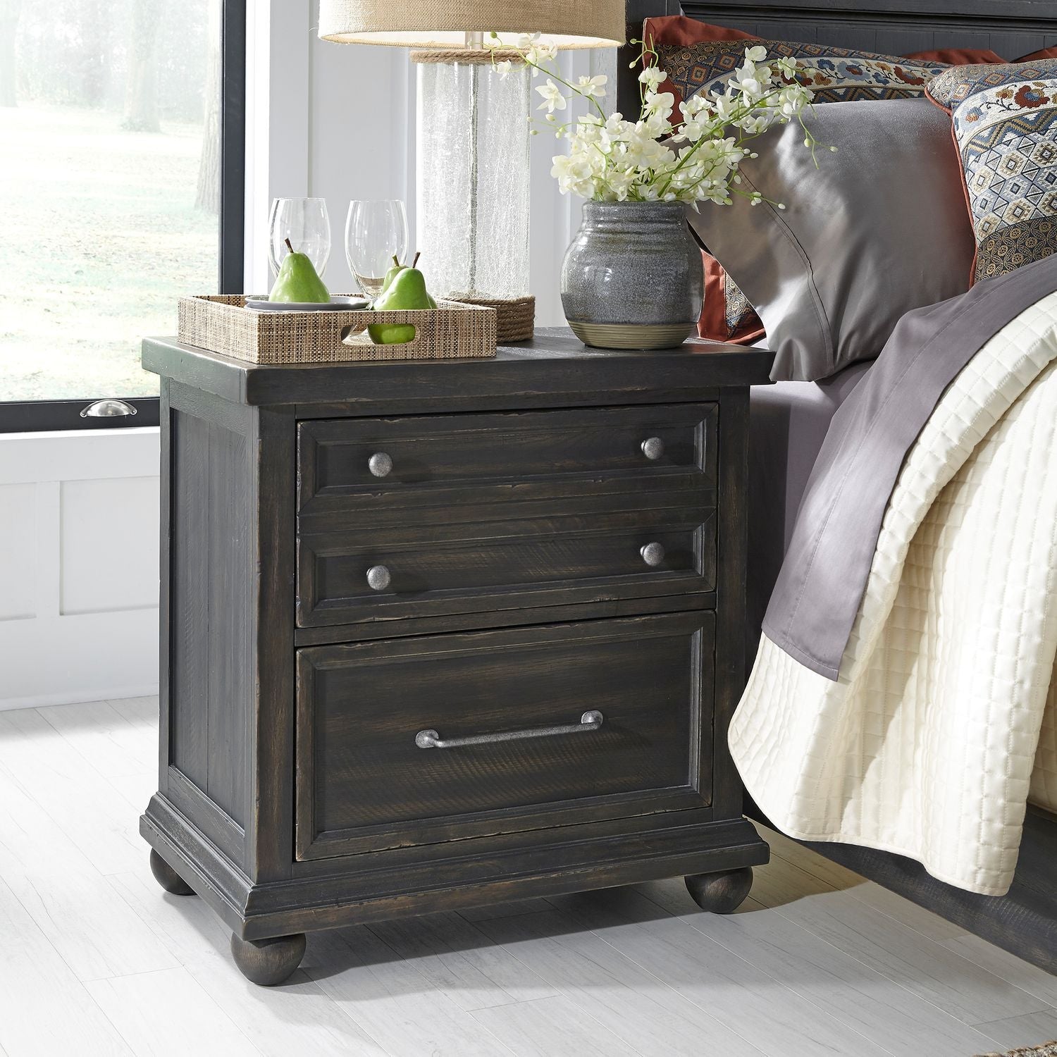 Harvest Home Night Stand w/ Charging Station - Rooms For Less Furniture Outlet
