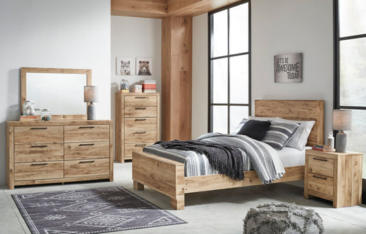 Hyanna Full Panel Bed, Dresser, Mirror and Nightstand - Rooms For Less Furniture Outlet