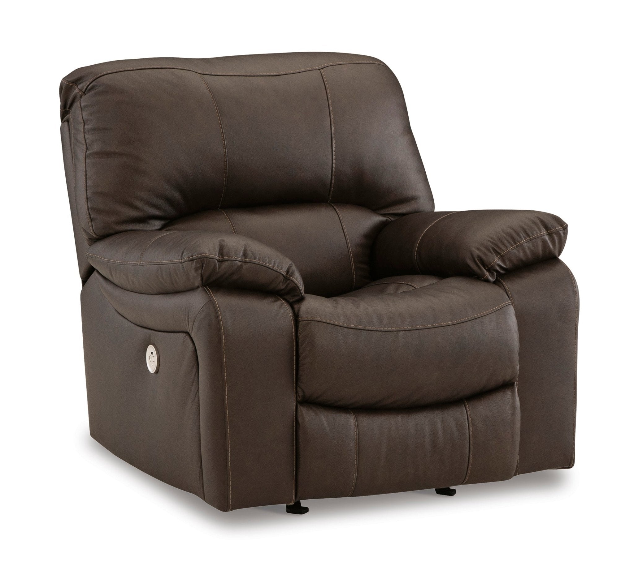 Leesworth Brown Leather Power Recliner - Rooms For Less Furniture Outlet