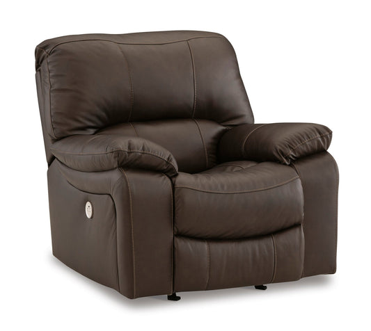 Leesworth Brown Leather Power Recliner - Rooms For Less Furniture Outlet