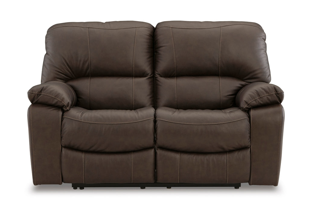 Leesworth Brown Leather Power Reclining Loveseat - Rooms For Less Furniture Outlet