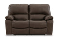 Leesworth Brown Leather Power Reclining Loveseat - Rooms For Less Furniture Outlet