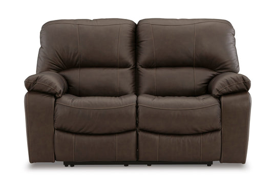 Leesworth Brown Leather Power Reclining Loveseat - Rooms For Less Furniture Outlet