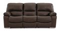 Leesworth Brown Leather Power Reclining Sofa - Rooms For Less Furniture Outlet