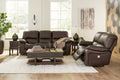 Leesworth Brown Power Leather Reclining Sofa & Loveseat - Rooms For Less Furniture Outlet