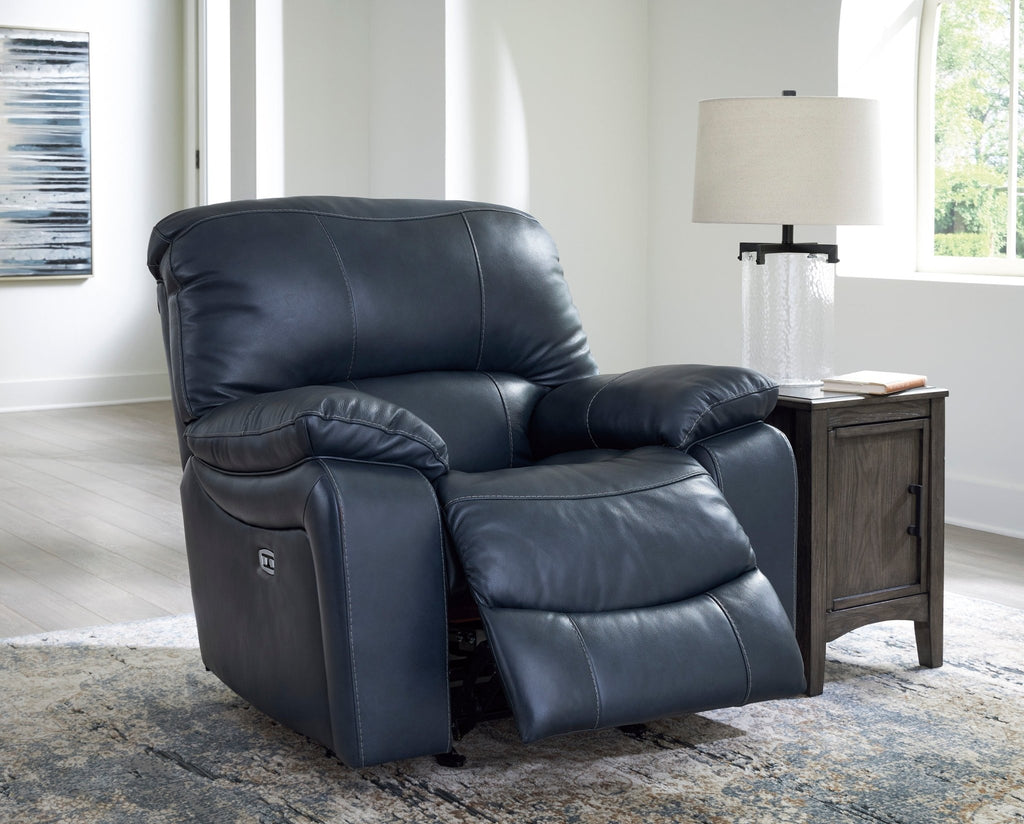 Leesworth Ocean Leather Power Recliner - Rooms For Less Furniture Outlet