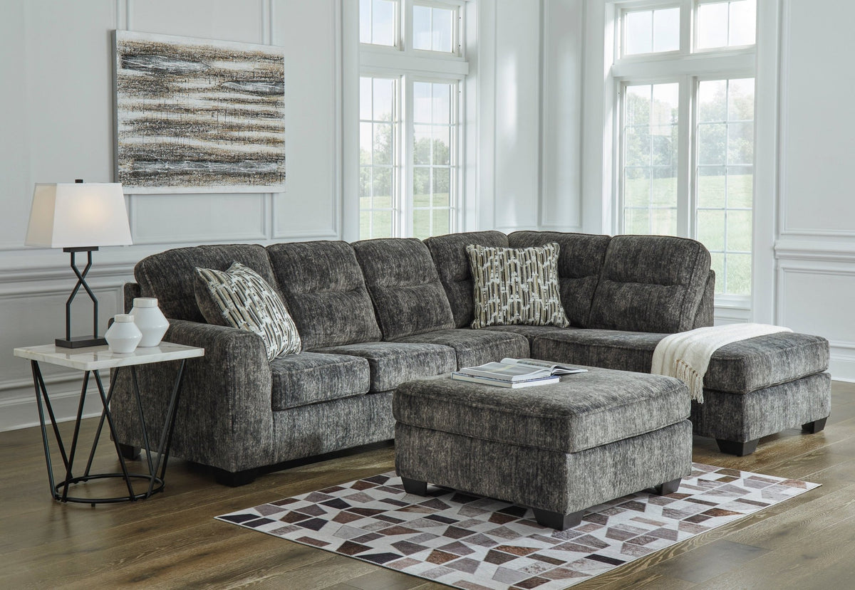 Lonoke Gunmetal 2 - Piece Sectional with Chaise - Rooms For Less Furniture Outlet