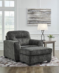 Lonoke Gunmetal Oversized Chair & Ottoman - Rooms For Less Furniture Outlet